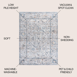 Brandy Rustic Border Low-Pile Machine-Washable Area Rug