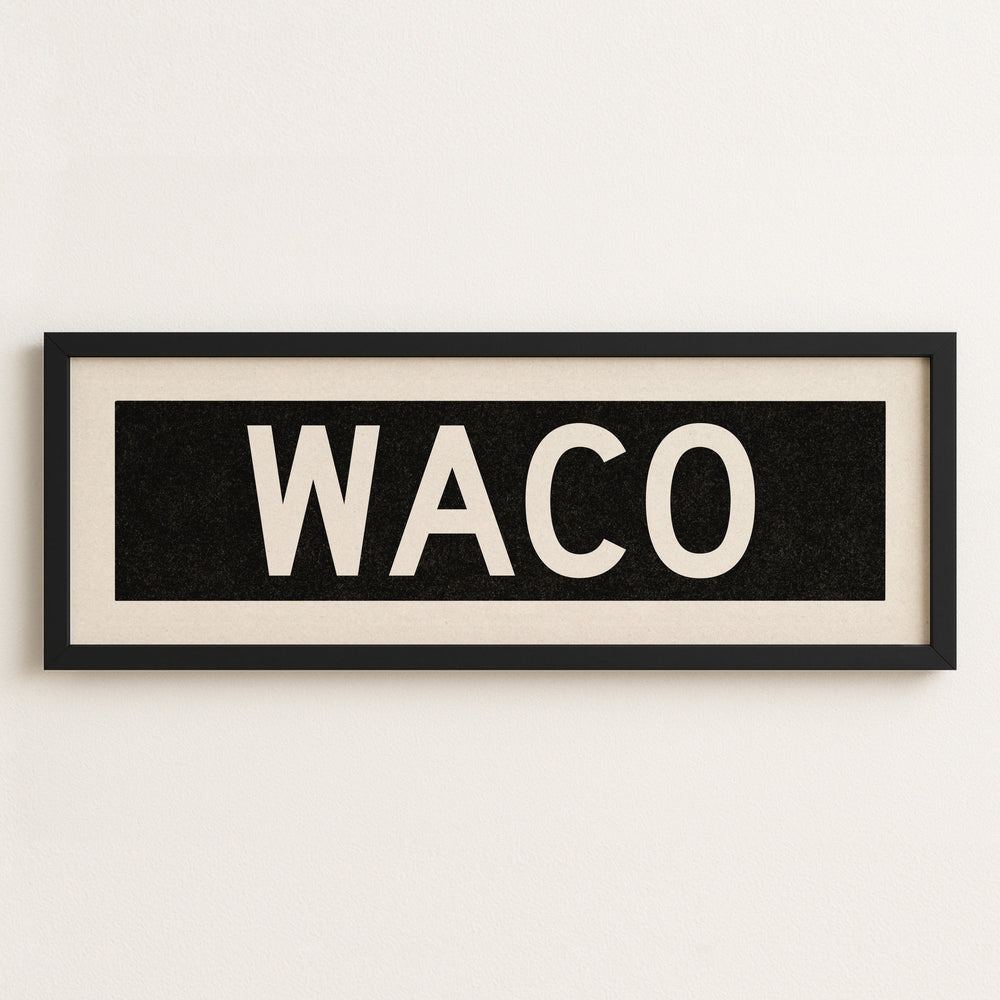 Framed Waco Bus Scroll Sign