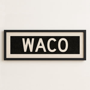 Framed Waco Bus Scroll Sign