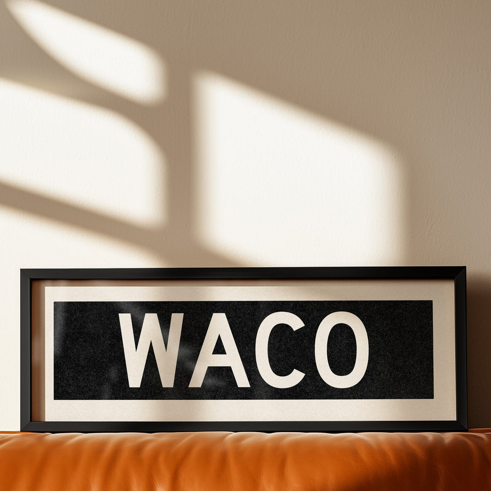 Framed Waco Bus Scroll Sign