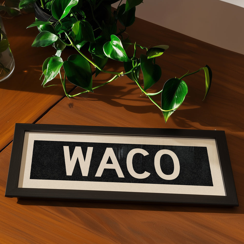 Framed Waco Bus Scroll Sign