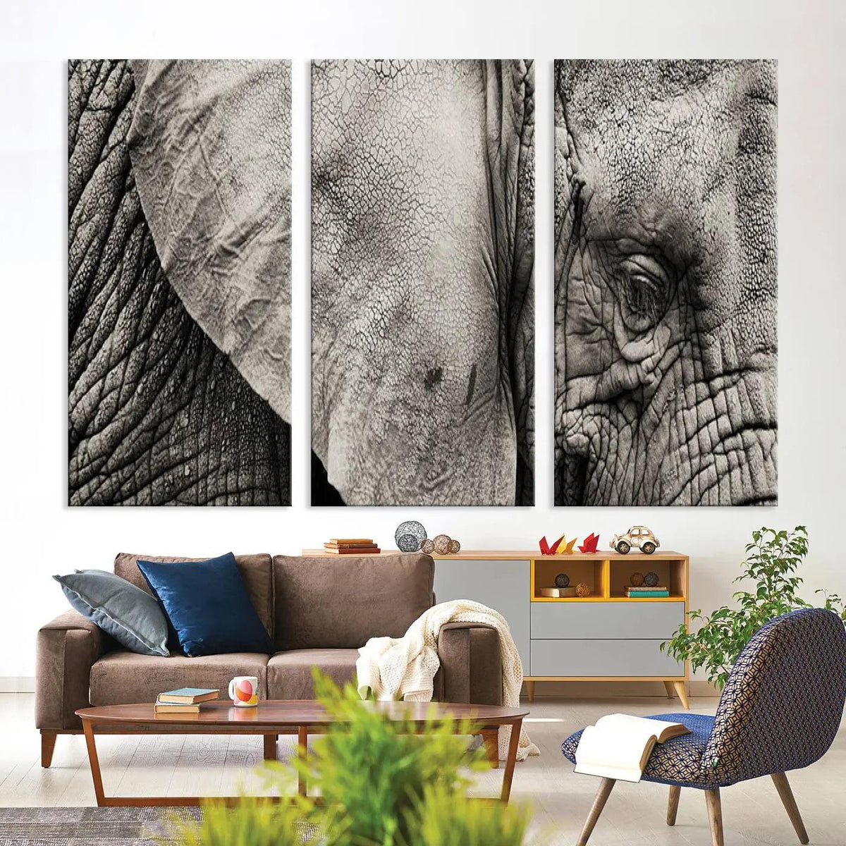 Wall Art Animal Canvas Print Close Taken Elephant with Big