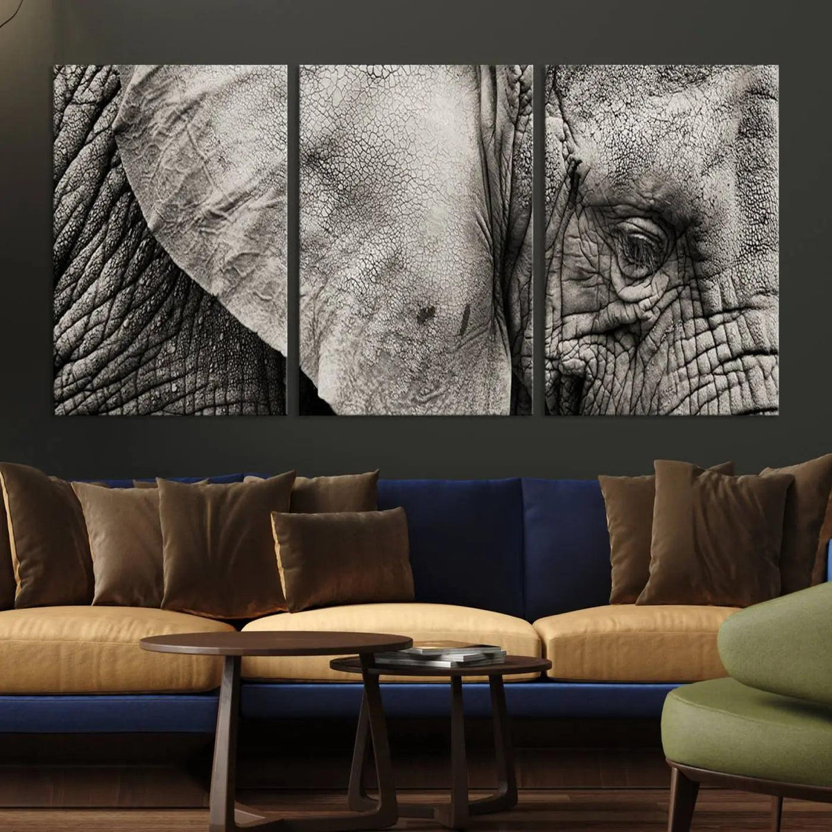 Wall Art Animal Canvas Print Close Taken Elephant with Big