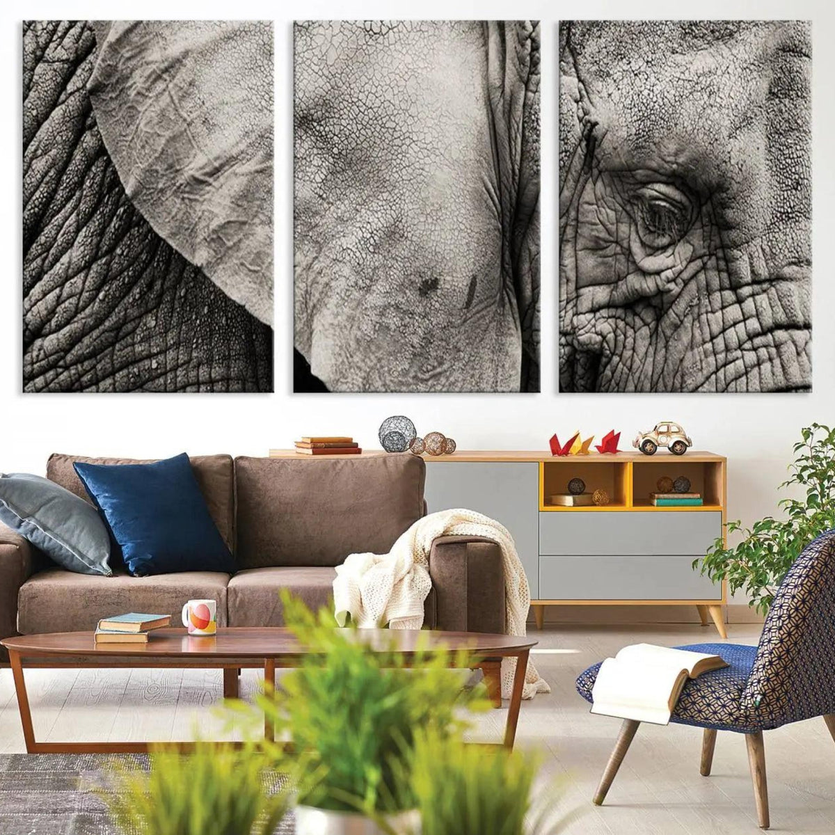 Wall Art Animal Canvas Print Close Taken Elephant with Big