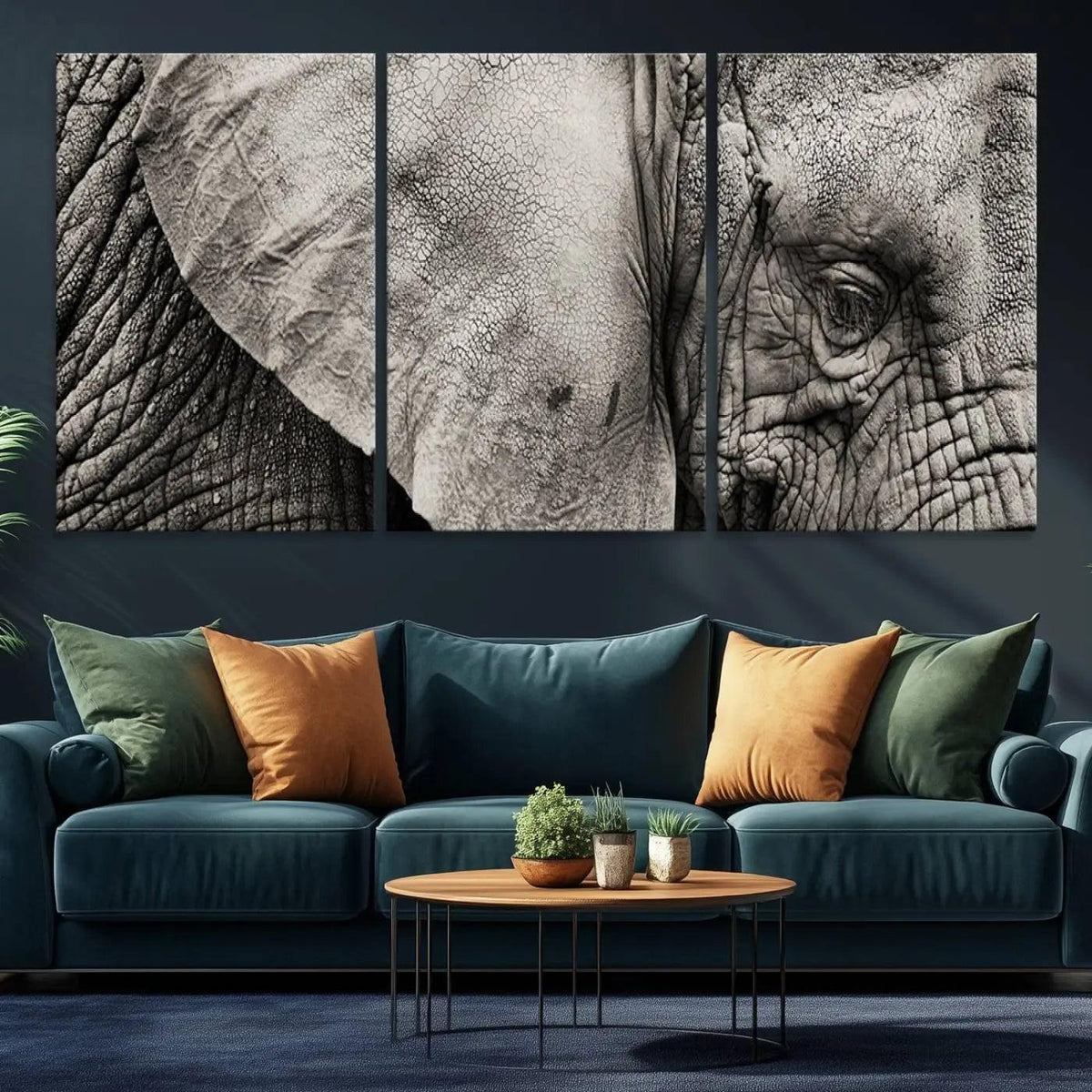 Wall Art Animal Canvas Print Close Taken Elephant with Big