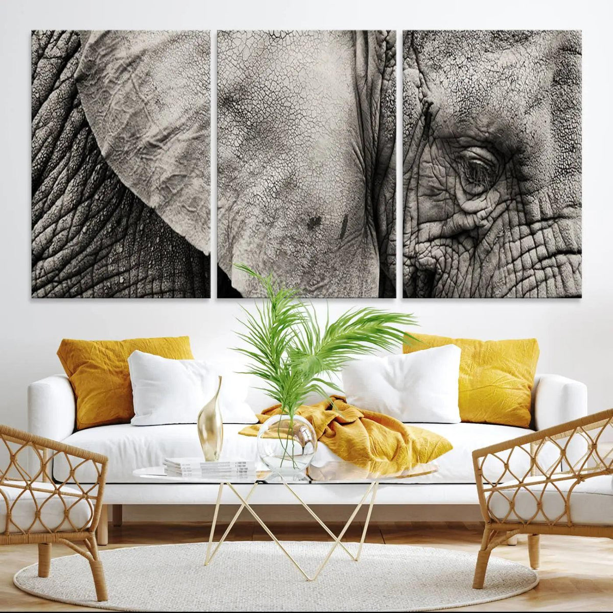 Wall Art Animal Canvas Print Close Taken Elephant with Big
