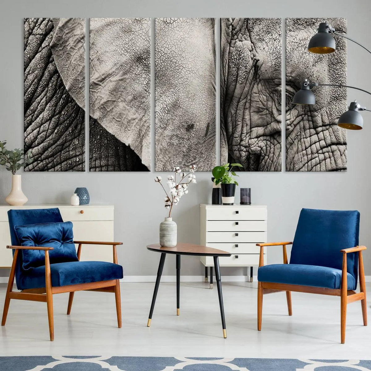 Wall Art Animal Canvas Print Close Taken Elephant with Big