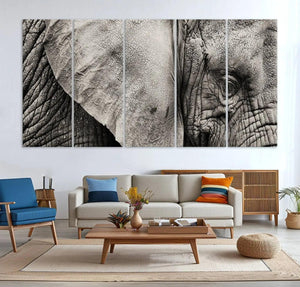 Wall Art Animal Canvas Print Close Taken Elephant with Big