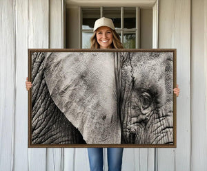 Wall Art Animal Canvas Print Close Taken Elephant with Big