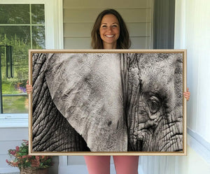 Wall Art Animal Canvas Print Close Taken Elephant with Big