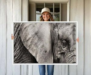 Wall Art Animal Canvas Print Close Taken Elephant with Big