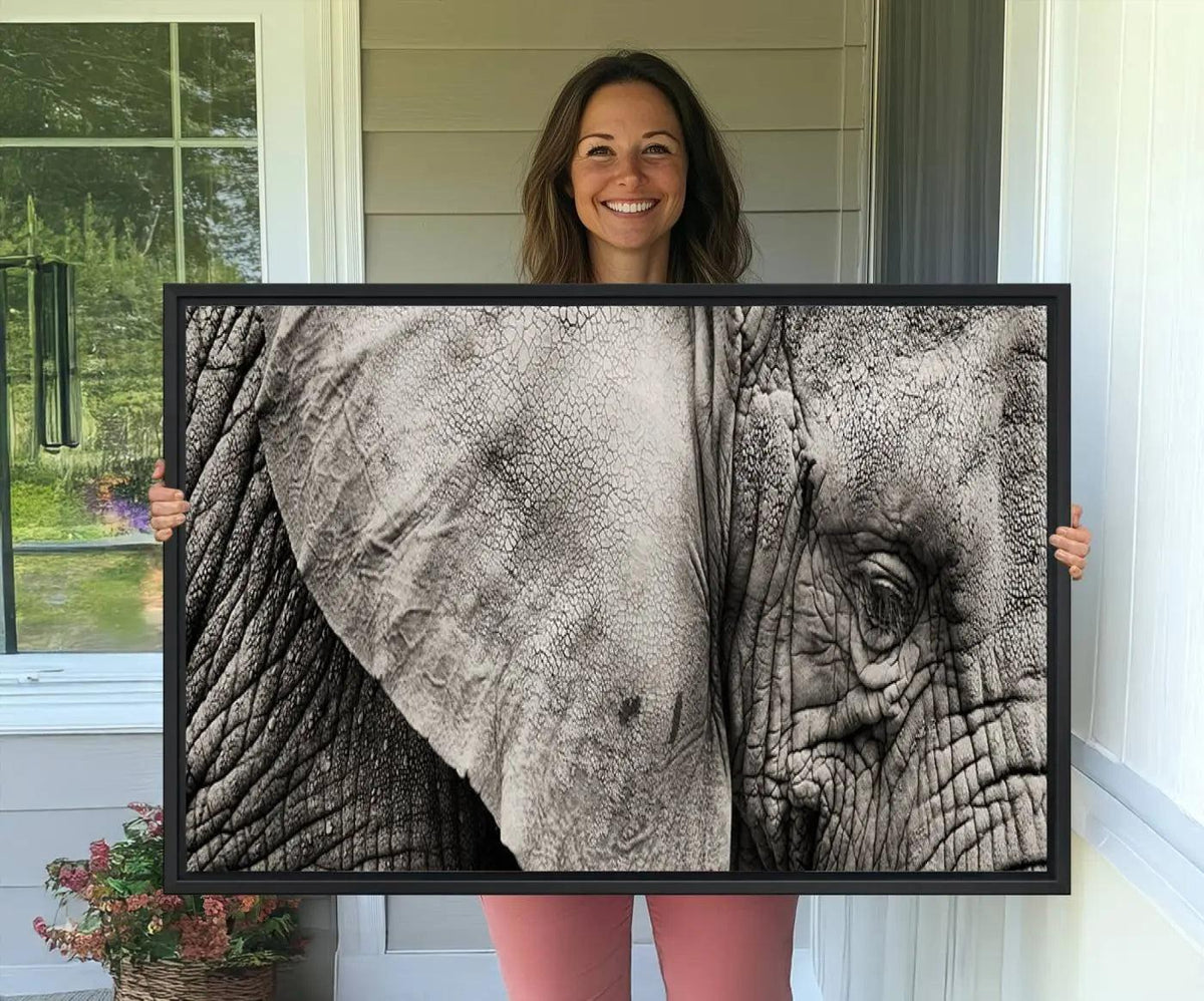 Wall Art Animal Canvas Print Close Taken Elephant with Big