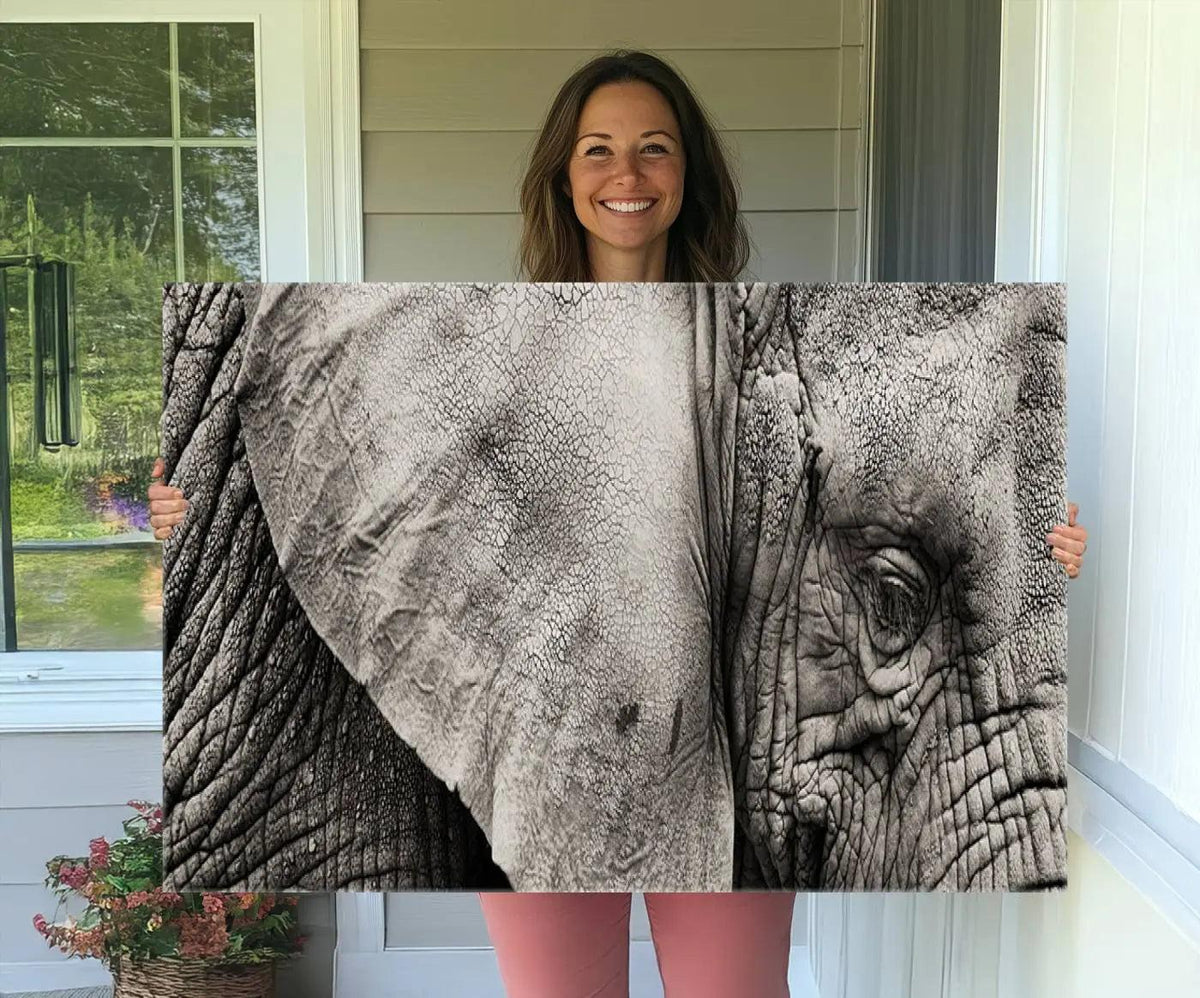 Wall Art Animal Canvas Print Close Taken Elephant with Big