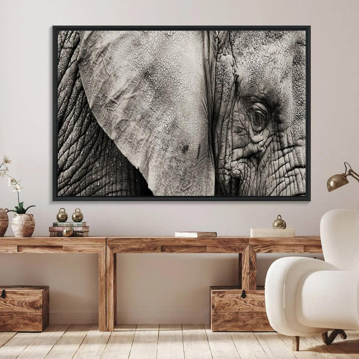 Wall Art Animal Canvas Print Close Taken Elephant with Big