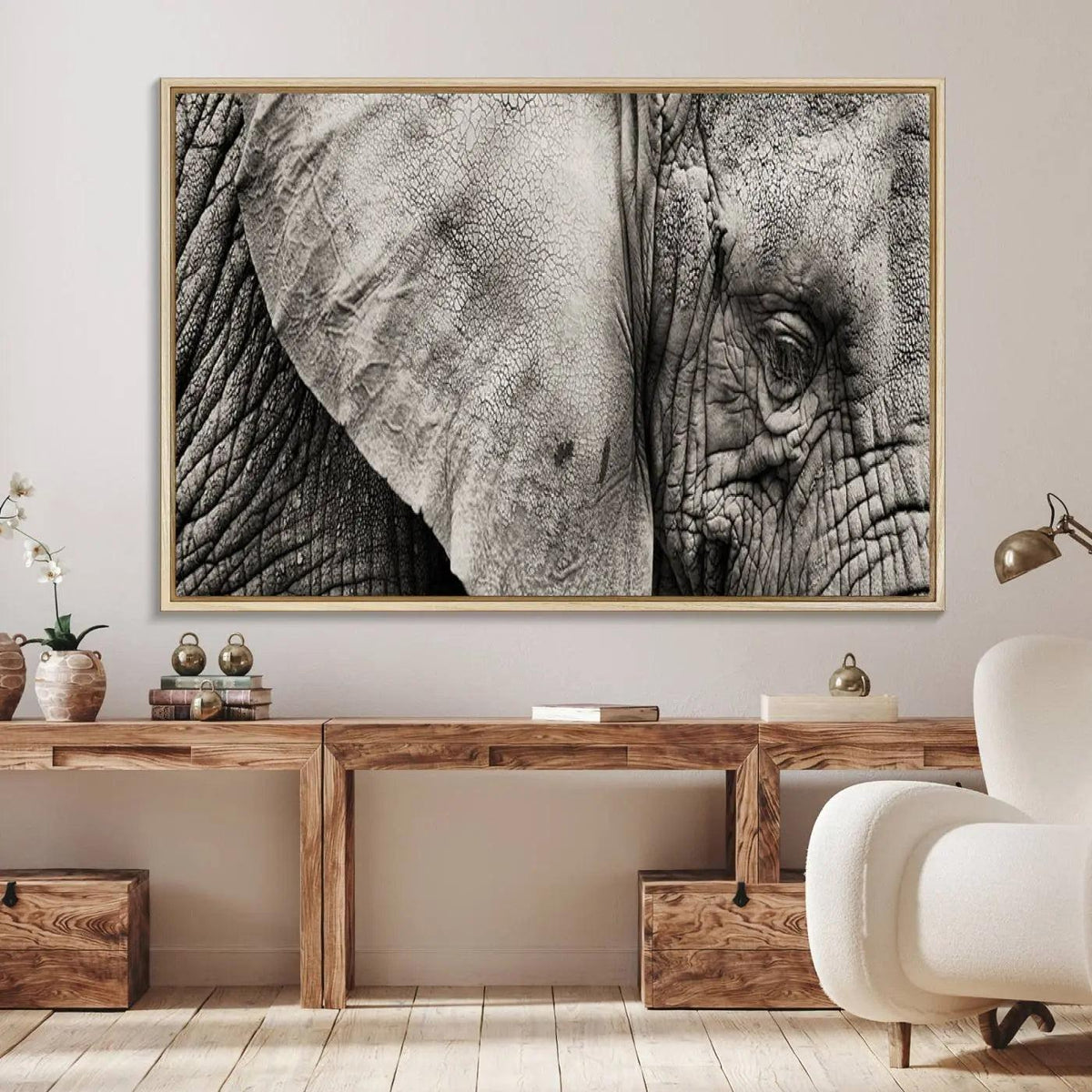 Wall Art Animal Canvas Print Close Taken Elephant with Big