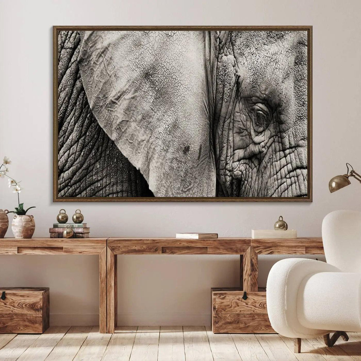 Wall Art Animal Canvas Print Close Taken Elephant with Big