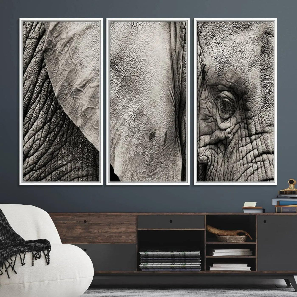 Wall Art Animal Canvas Print Close Taken Elephant with Big
