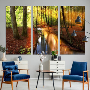 Wall Art Landscape Canvas Print Small River Inside Colorful