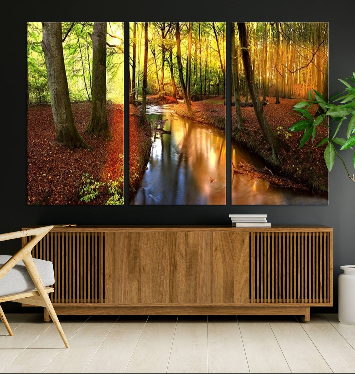 Wall Art Landscape Canvas Print Small River Inside Colorful