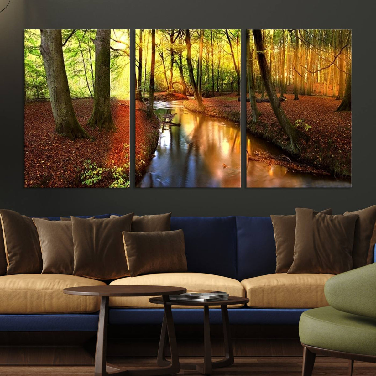 Wall Art Landscape Canvas Print Small River Inside Colorful