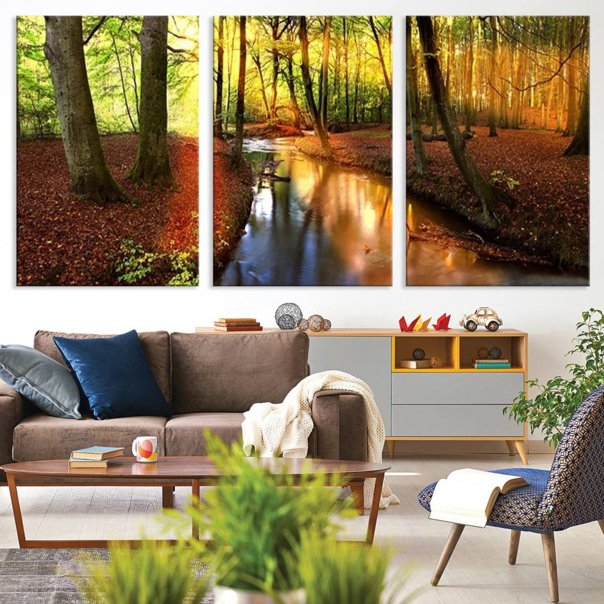 Wall Art Landscape Canvas Print Small River Inside Colorful