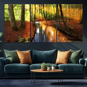 Wall Art Landscape Canvas Print Small River Inside Colorful