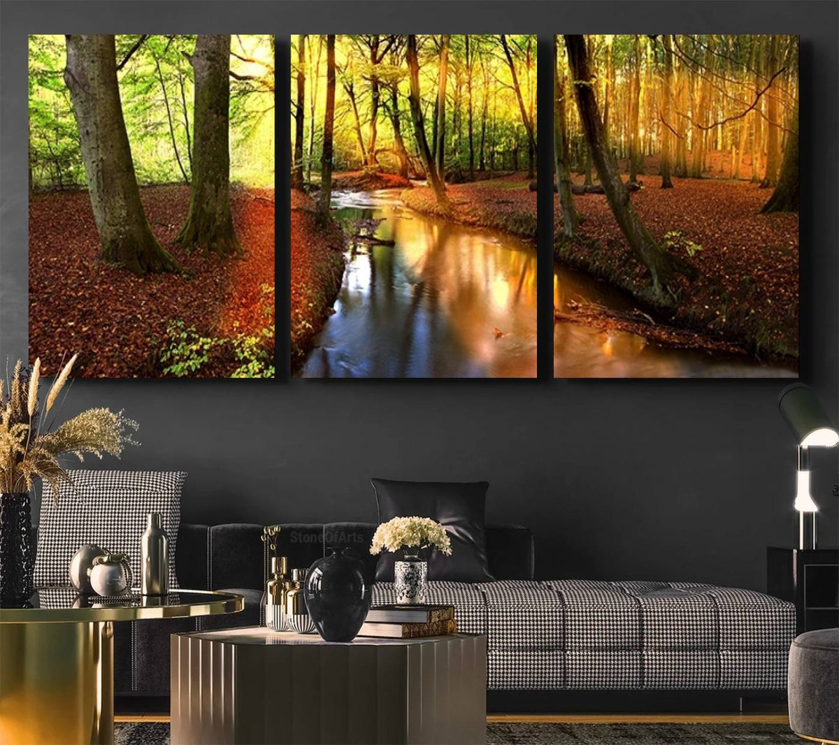Wall Art Landscape Canvas Print Small River Inside Colorful