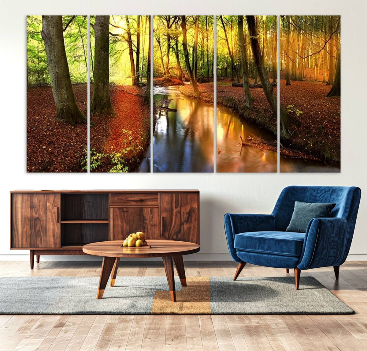 Wall Art Landscape Canvas Print Small River Inside Colorful