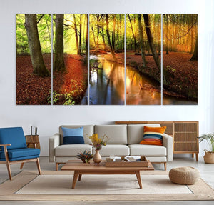 Wall Art Landscape Canvas Print Small River Inside Colorful