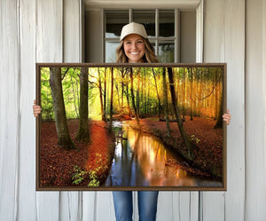 Wall Art Landscape Canvas Print Small River Inside Colorful