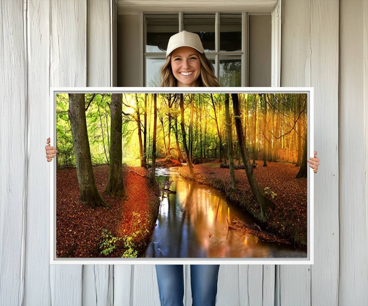 Wall Art Landscape Canvas Print Small River Inside Colorful