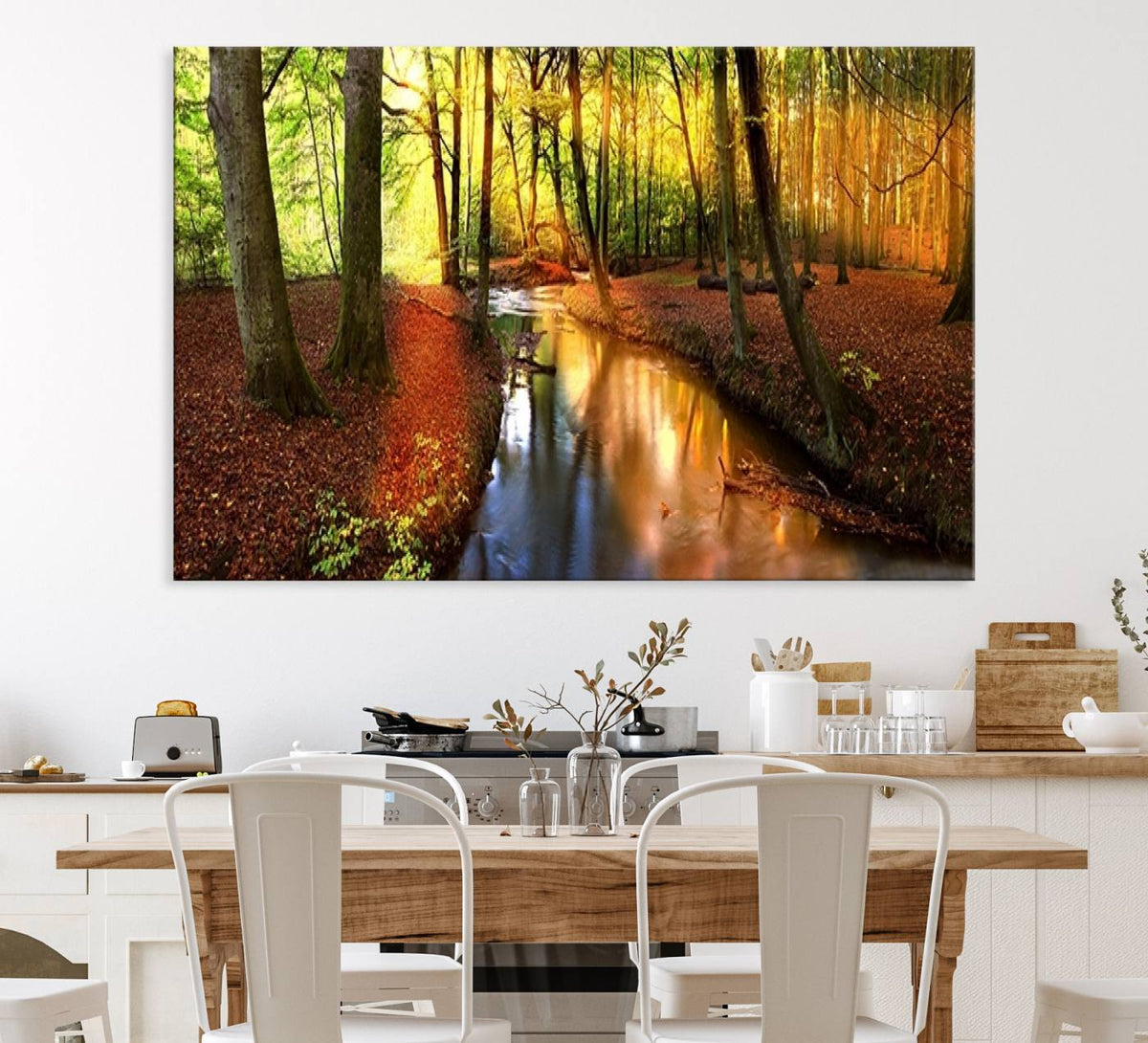 Wall Art Landscape Canvas Print Small River Inside Colorful