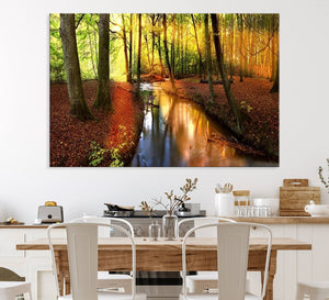Wall Art Landscape Canvas Print Small River Inside Colorful