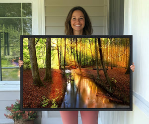 Wall Art Landscape Canvas Print Small River Inside Colorful