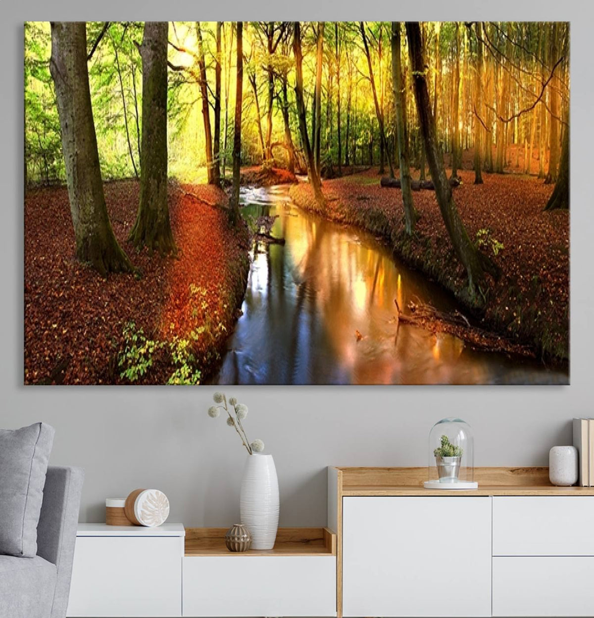 Wall Art Landscape Canvas Print Small River Inside Colorful