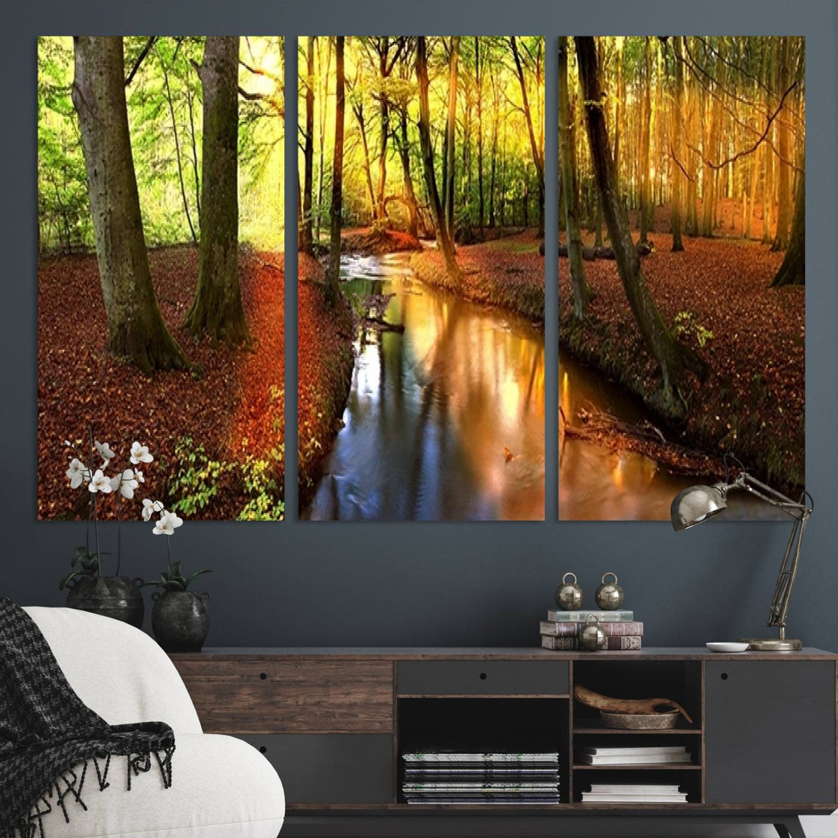 Wall Art Landscape Canvas Print Small River Inside Colorful