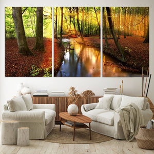 Wall Art Landscape Canvas Print Small River Inside Colorful