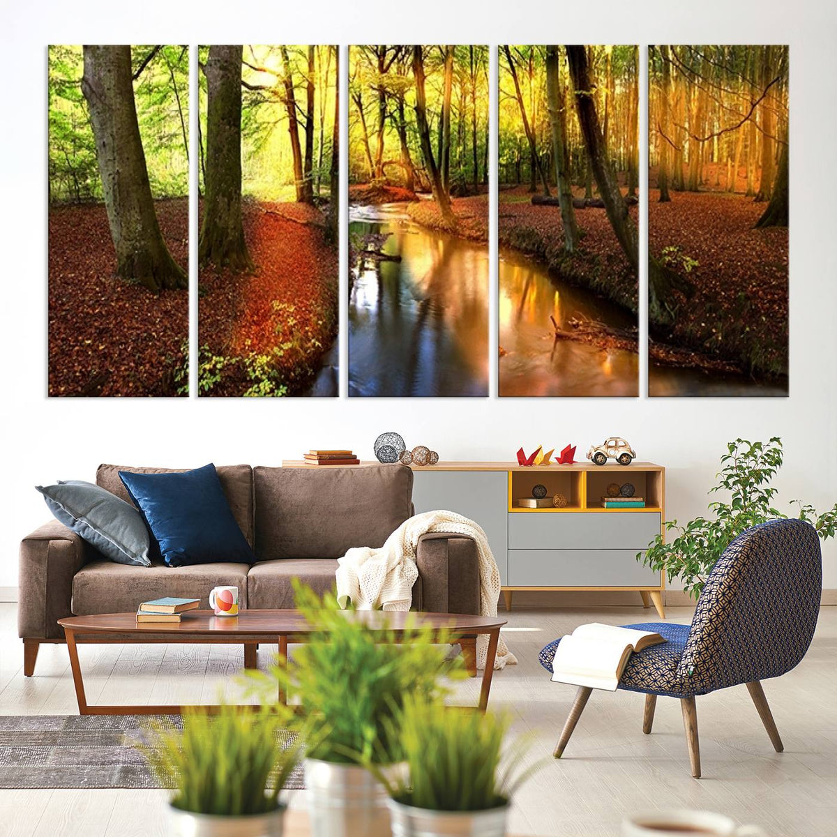Wall Art Landscape Canvas Print Small River Inside Colorful