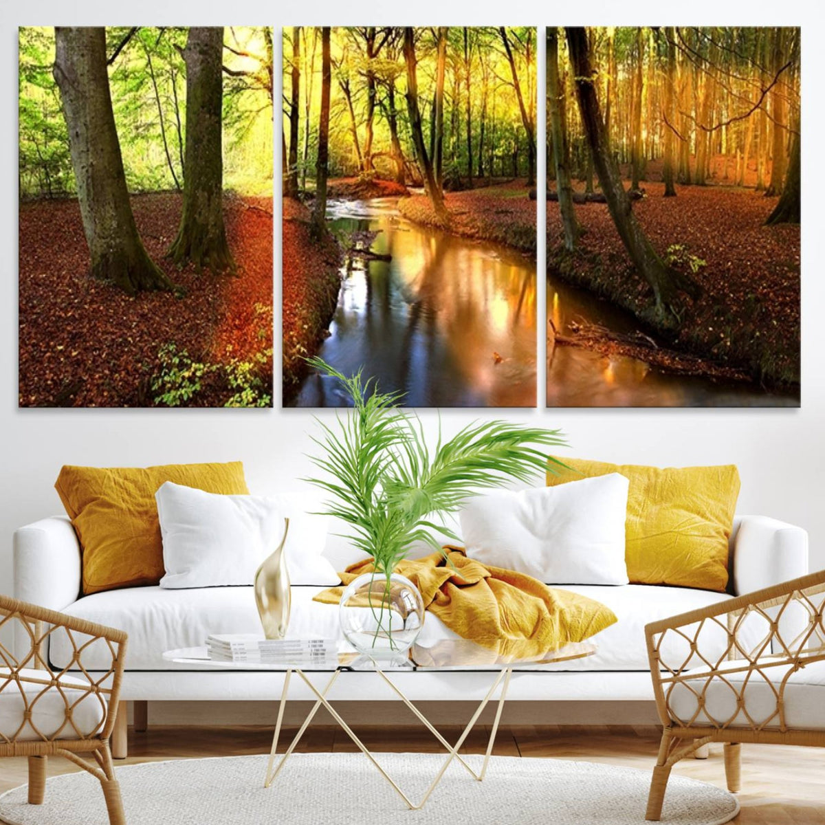 Wall Art Landscape Canvas Print Small River Inside Colorful