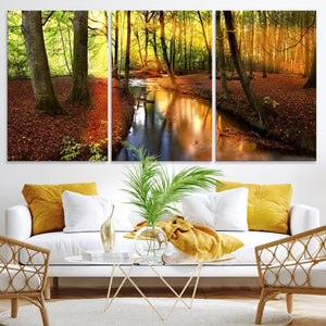 Wall Art Landscape Canvas Print Small River Inside Colorful