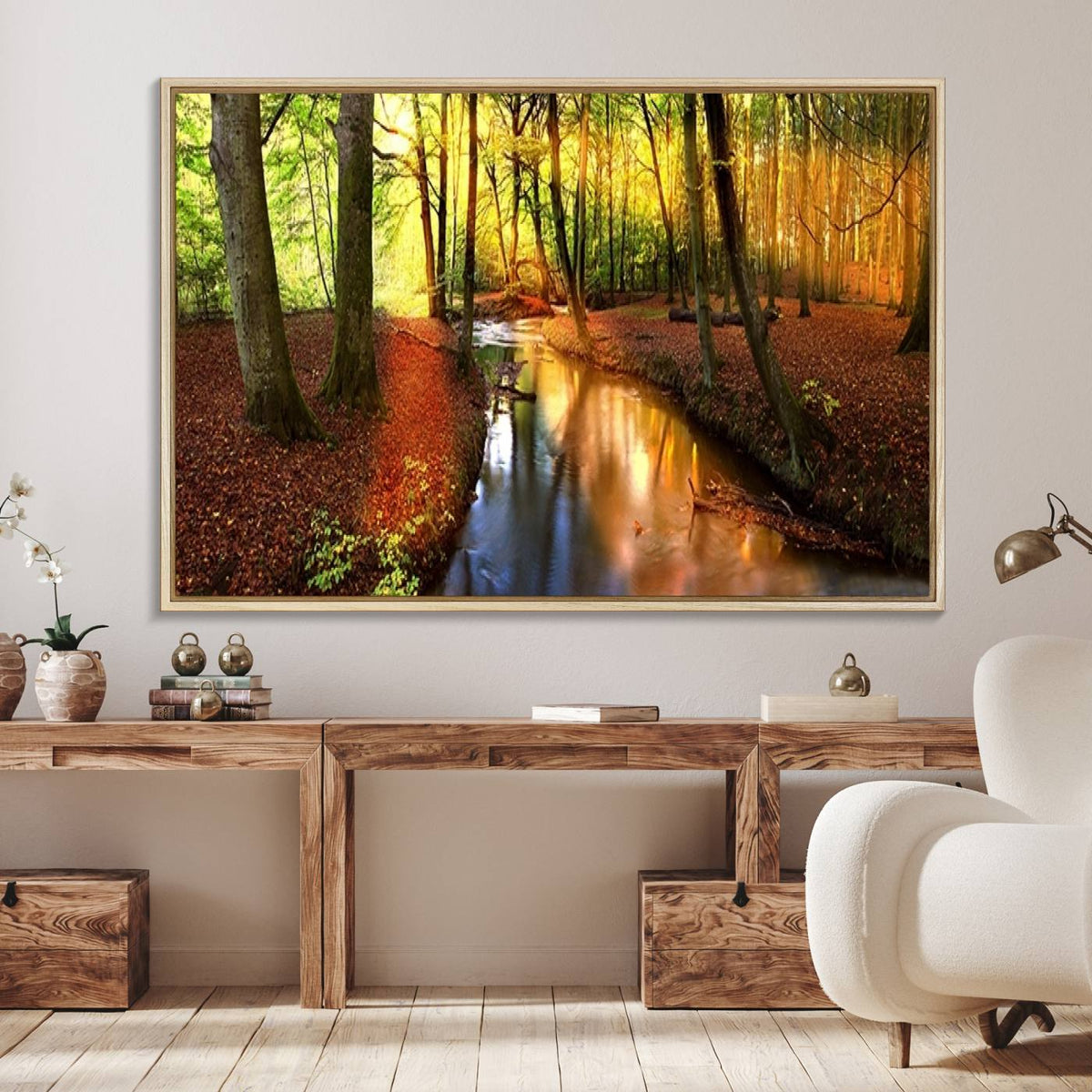 Wall Art Landscape Canvas Print Small River Inside Colorful