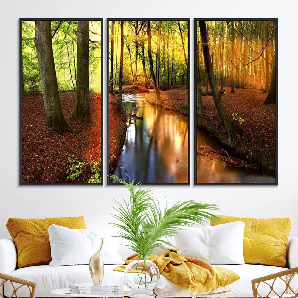 Wall Art Landscape Canvas Print Small River Inside Colorful