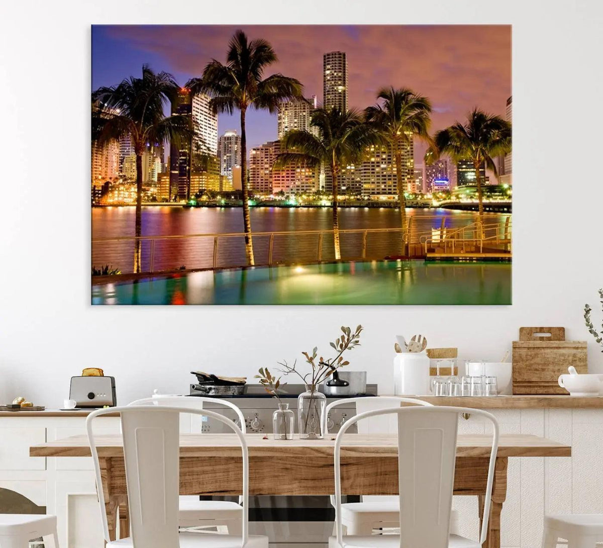 Wall Art MIAMI Canvas Print Miami Skyline with Palms