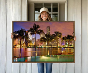 Wall Art MIAMI Canvas Print Miami Skyline with Palms