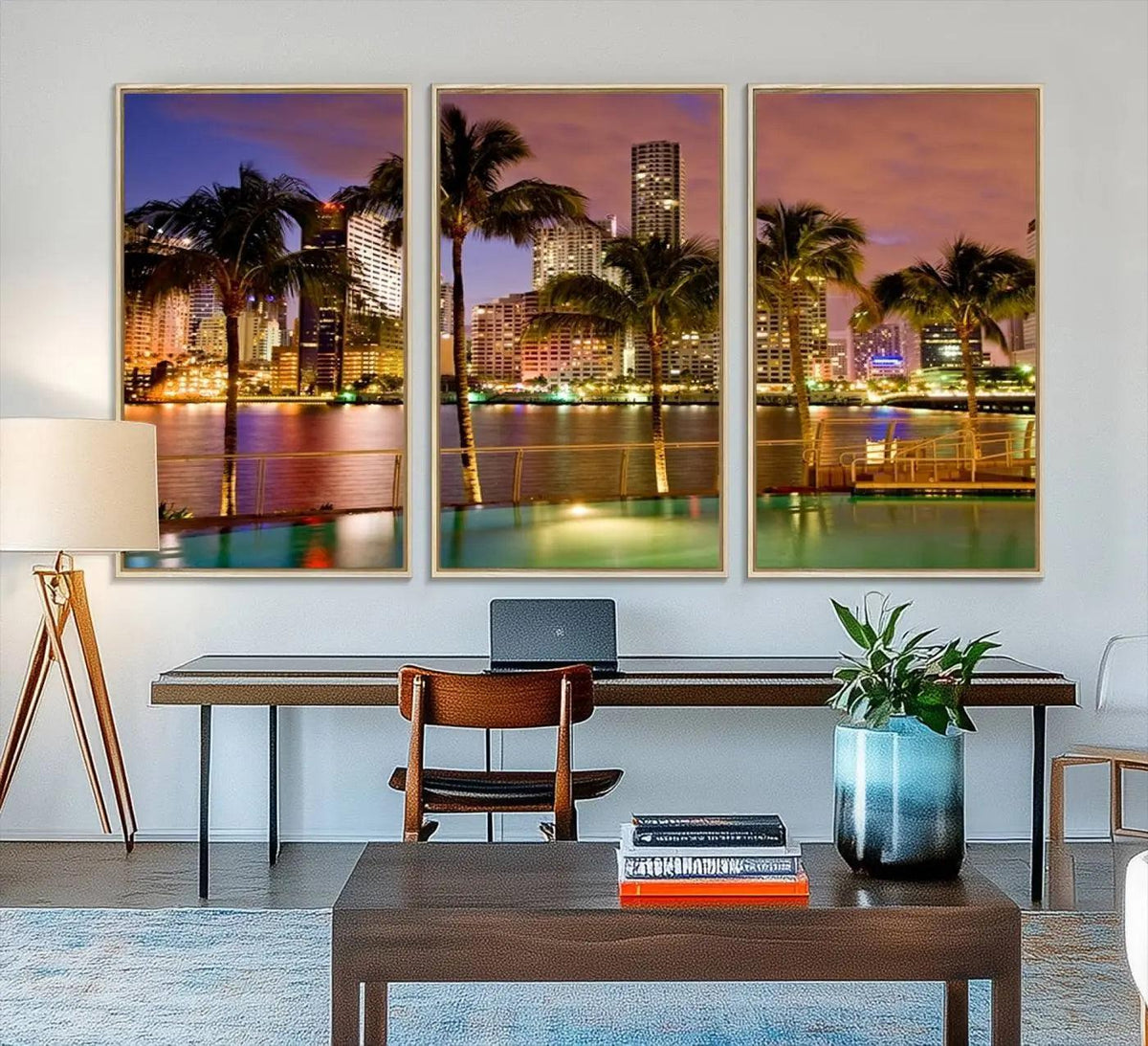 Wall Art MIAMI Canvas Print Miami Skyline with Palms