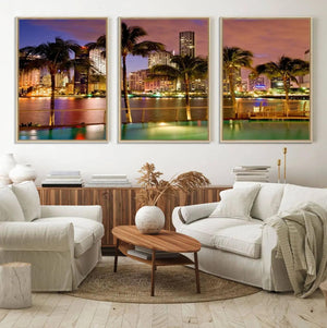 Wall Art MIAMI Canvas Print Miami Skyline with Palms