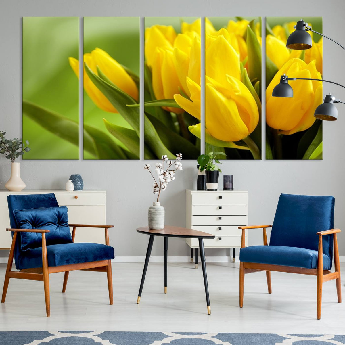 Wall Art Yellow Tulips Canvas Print