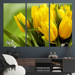 Wall Art Yellow Tulips Canvas Print