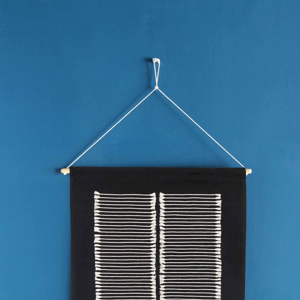 Queen Navy Fringed Wall Hanging