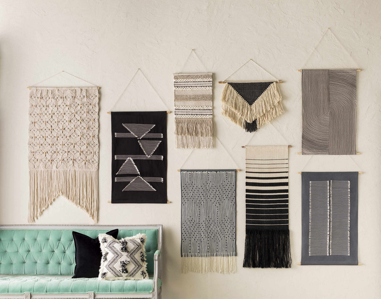 Lyndell Gray and Beige Geometric Wall Hanging